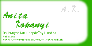 anita kopanyi business card